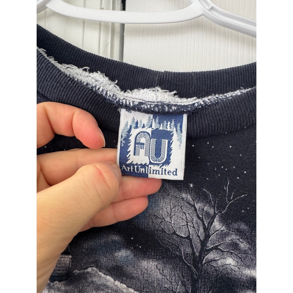 Art Unlimited‎ Winter Scene Snow Church Full Print Sweatshirt XL - Picture 5 of 6